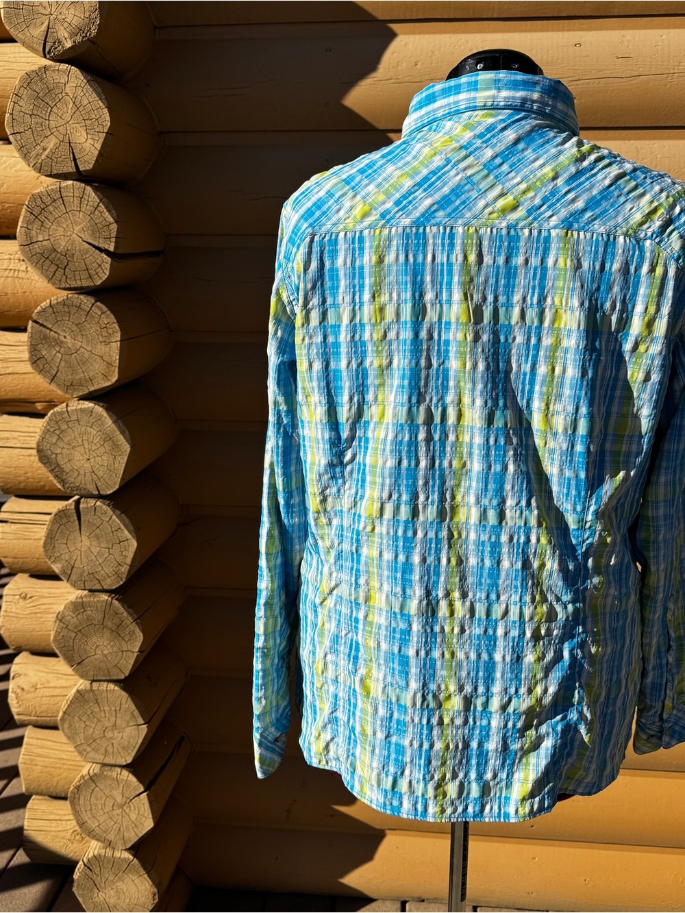 Cabela's  INSECT DEFENCE, NO FLY ZONE, XPG,Blue Plaid Button-Down Shirt. - Picture 2 of 11